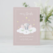 Aangepaste Olifant Roze Baby shower Dank u Kaarten (Staand voorkant)