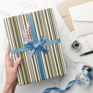 Aangepaste Olijf Groene Barcode Gestreept Wikkelpa Cadeaupapier