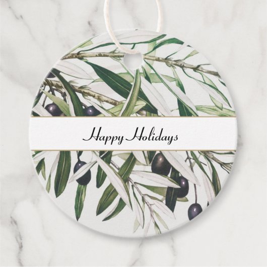 Aangepaste Olijfafdeling Prettige feestdagen Bedankjes Labels (Voorkant)