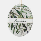 Aangepaste Olijfafdeling Prettige feestdagen Keramisch Ornament (Rechts)