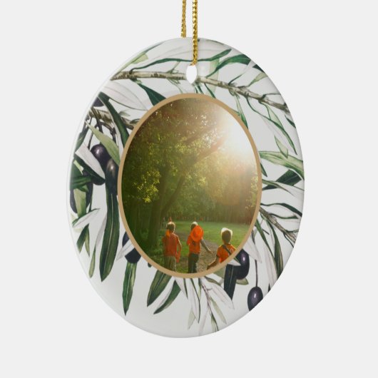 Aangepaste  Olijfafdeling Prettige feestdagen Keramisch Ornament (Rechts)