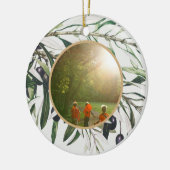 Aangepaste  Olijfafdeling Prettige feestdagen Keramisch Ornament (Links)