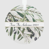 Aangepaste Olijfafdeling Prettige feestdagen Ornament (achterkant)