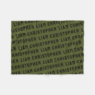 Aangepaste Olijfgroen Gepersonaliseerde Naam Baby  Fleece Deken