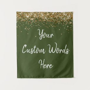 Aangepaste olijfgroene gouden verjaardagsfeest fot wandkleed