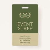 Aangepaste Olive Green- en Beige Event Staff ID Ba Badge (Achterkant)