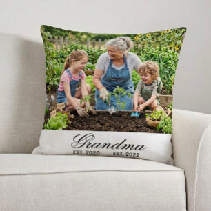 Aangepaste oma-foto multi-jaar oud script kussen