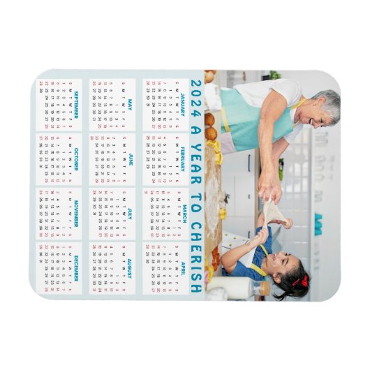 Aangepaste oma kleinkinderen foto 2024 Jaarkalende Magneet (Horizontaal)