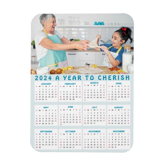 Aangepaste oma kleinkinderen foto 2024 Jaarkalende Magneet (Verticaal)