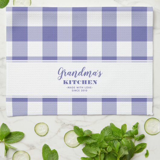 Aangepaste Oma's Keuken Periwinkle Blauw Elegant Theedoek (Gevouwen)