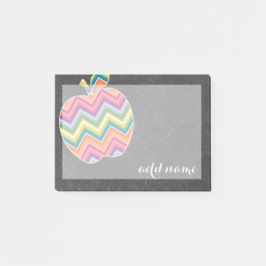 Aangepaste Onderwijsappel met Trendy Chevron Patro Post-it® Notes (Voorkant)