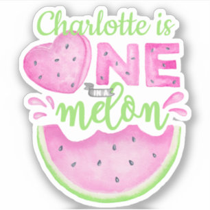 Aangepaste "One in a Melon" Watermeloen Naam Stick Sticker