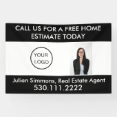 Aangepaste onroerend goed Business Logo Fotomarket Spandoek (Horizontaal)