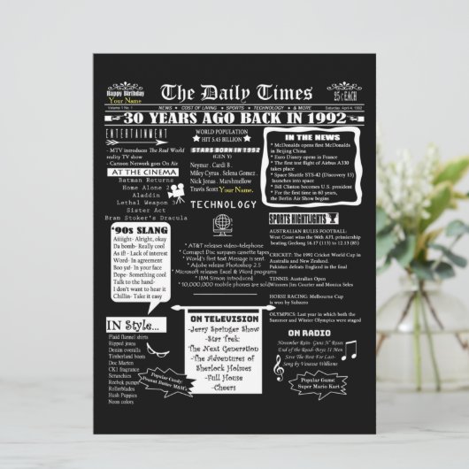 Aangepaste ontwerp 30e verjaardag uitnodiging jaar (Staand voorkant)