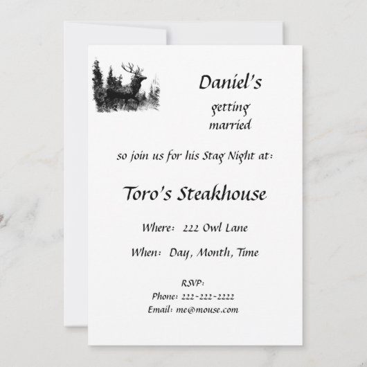 Aangepaste  ontwerpfase, Bachelor Party nodigt uit Kaart (Achterkant)