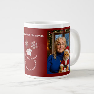 Aangepaste Onze Beste Kerstmis ,Kat Foto Speciale Extra Grote Beker
