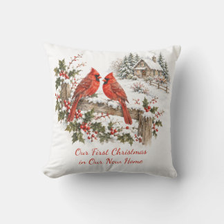 Aangepaste Onze Eerste Kerst Nieuwe Thuis Kardinaa Kussen