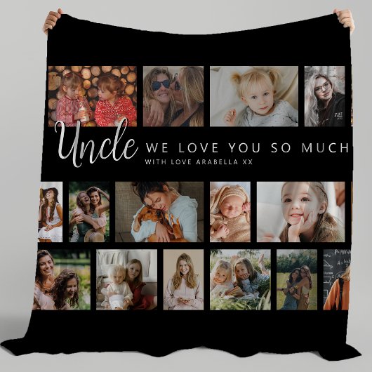 Aangepaste Oom 18 Foto Collage Fleece Deken