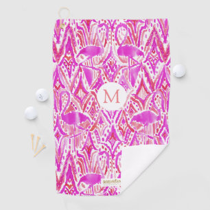 Aangepaste, op hoed gerichte, roze Waterverf met r Golfhanddoek