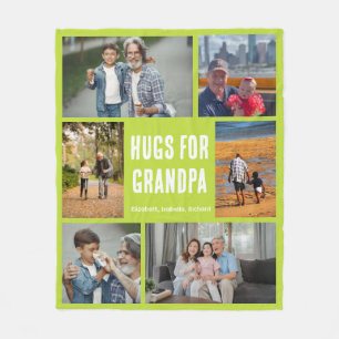 Aangepaste Opa 6 Foto Collage Cadeau Quote Fleece Deken