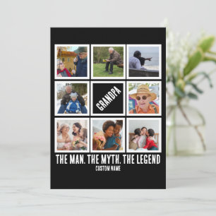 Aangepaste opa de man mythe legende 8 foto collage feestdagenkaart