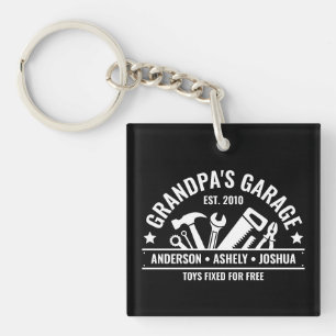Aangepaste opa Garage Funny Mechanic Opa Sleutelhanger