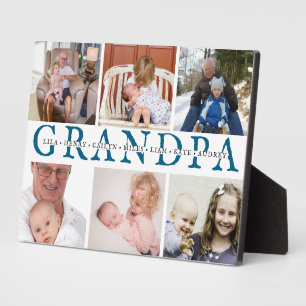 Aangepaste Opa & Kleinkinderen Foto Collage Plaque Fotoplaat