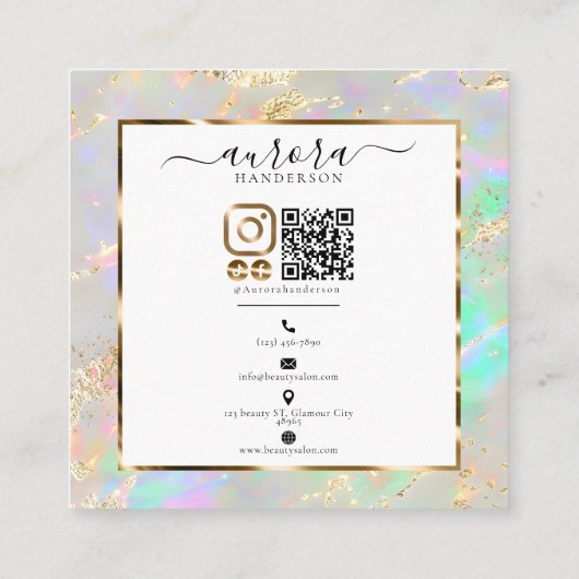 Aangepaste Opal Glow Gold Accent Contactkaartje (Achterkant)