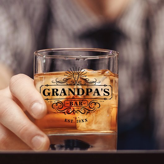Aangepaste opa's Bar Year Vast glas