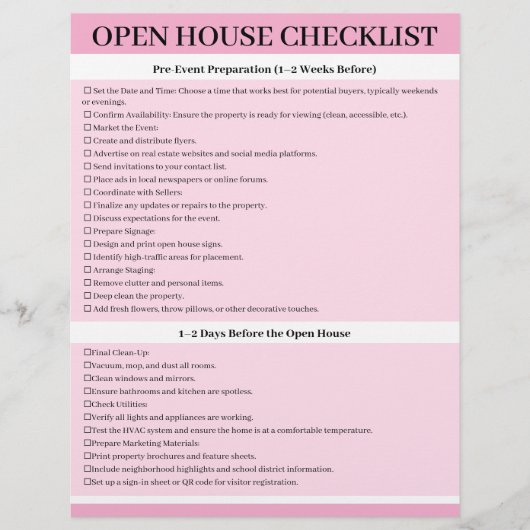 Aangepaste Open Huis Checklist Voor Makelaars Flyer (Voorkant)