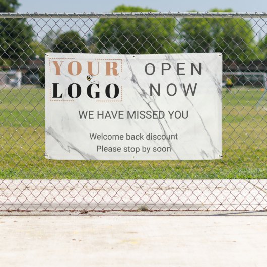 Aangepaste Open nu Zakelijk Logo Marmeren Buiten Spandoek (Insitu)