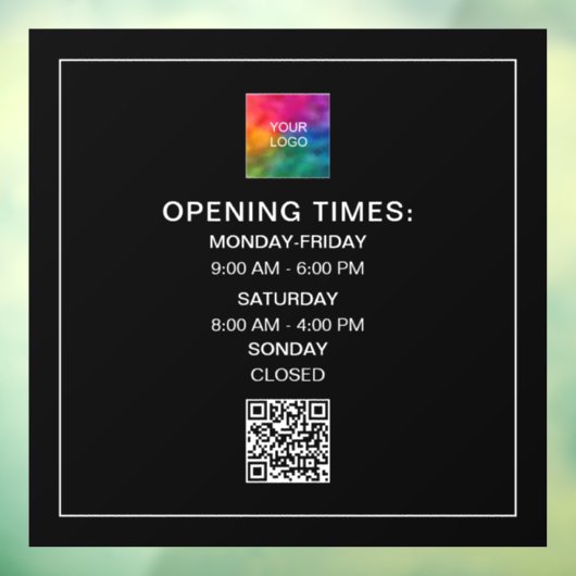 Aangepaste Openingstijden Logo QR Code Template Raamsticker (Vel 3)