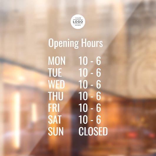 Aangepaste openingstijden vensterfolie met logo raamsticker (Vel 2)