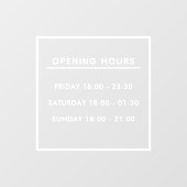 Aangepaste openingstijden witte restaurant met mer raamsticker (Vel)