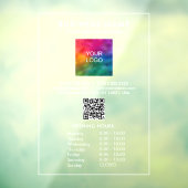 Aangepaste Openingstijden Zakelijk Logo QR Code Gr Raamsticker (Vel 3)