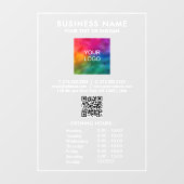 Aangepaste Openingstijden Zakelijk Logo QR Code Gr Raamsticker (Vel)