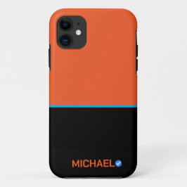 Aangepaste Oranje blauwe strepen iPhone 11 Hoesje