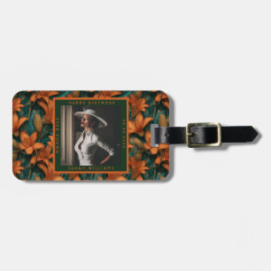 Aangepaste oranje lelies fantasie romantische fees bagagelabel