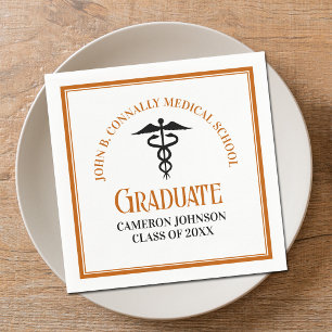 Aangepaste oranje medische school afstudeerfeest servet
