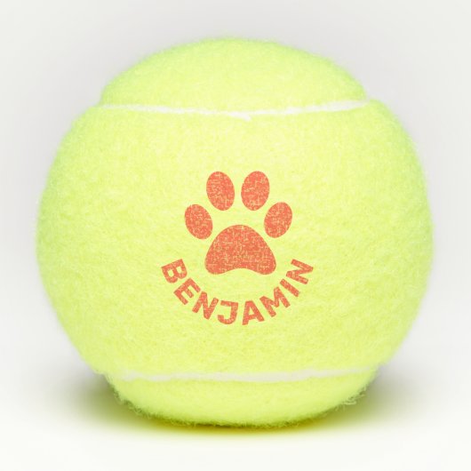 Aangepaste Oranje Pet Naam Pet  Tennisballen (Voorkant)