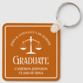 Aangepaste Oranje Recht School Afstuderen Keepsake Sleutelhanger (Achterkant)