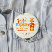 Aangepaste Oranje robot Dairy Allergy Alert Pin Ronde Button 4,0 Cm (In situ)