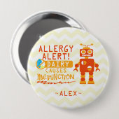 Aangepaste Oranje robot Dairy Allergy Alert Pin Ronde Button 4,0 Cm (Voorkant /achterkant)