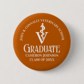 Aangepaste Oranje Veterinaire School Afstudeerfees Ronde Button 5,7 Cm (Voorkant)