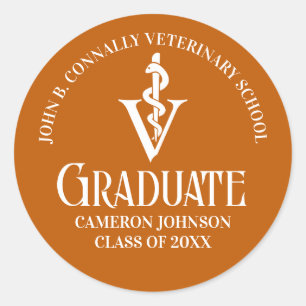 Aangepaste Oranje Veterinaire School Afstudeerfees Ronde Sticker