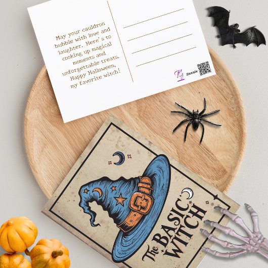 Aangepaste Oranje Witchy Pet Halloween Witch Briefkaart
