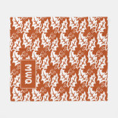 Aangepaste, Oranje, witte MONOGRAM-kleppen Fleece Deken (Voorkant (Horizontaal))