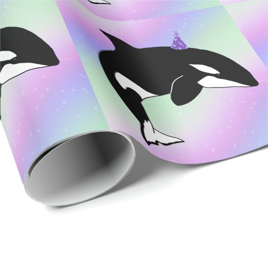 Aangepaste orca Killer Whale Birthday Cadeaupapier (Rol Hoek)