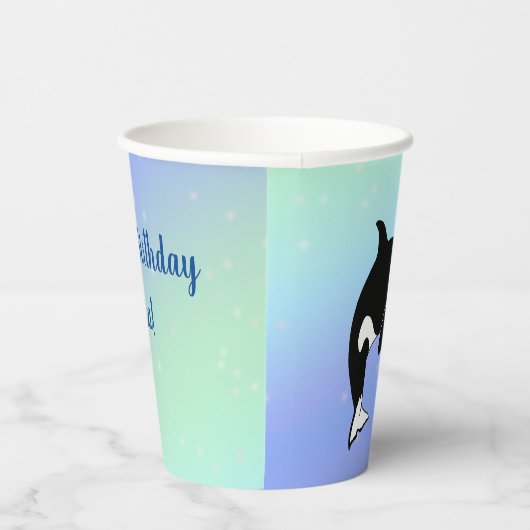 Aangepaste orca Killer Whale Birthday Papieren Bekers (Rechts)