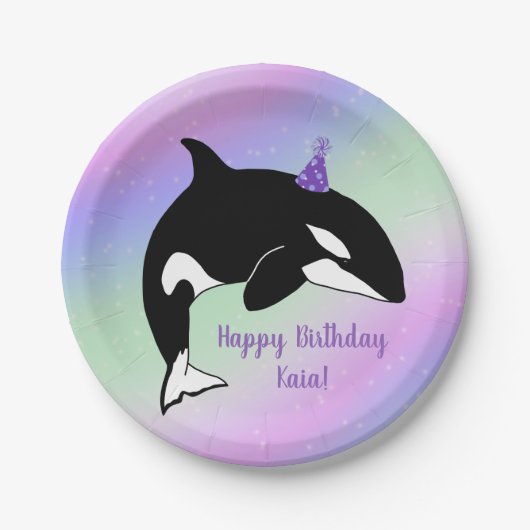 Aangepaste orca Killer Whale Birthday Papieren Bordje (Voorkant)